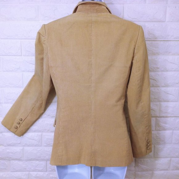 Vintage 80s Corduroy Blazer 2-Button Sport Jacket -M Pockets Urban Preppy Tan - Picture 8 of 9